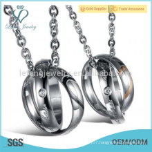 His & Hers stainless steel matching couples necklace pendant sets ,best personalized gifts